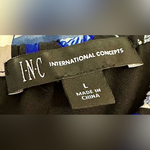 INC International Concepts by Macys Blue and Black Strapless Floral Midi Dress - Picture 5 of 6